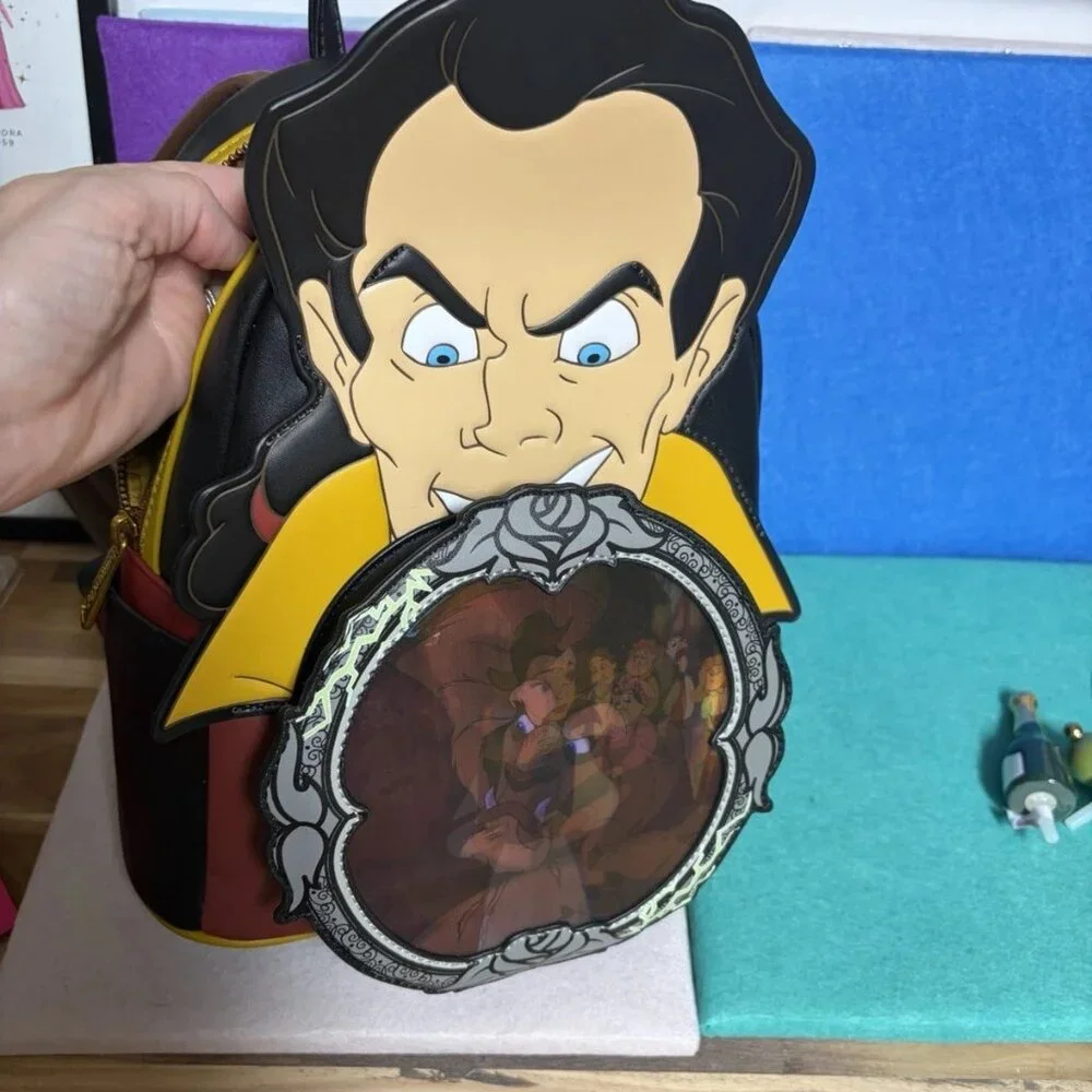 Loungefly Disney Villains Beauty & The Beast Gaston Lenticular Backpack NWOT - Picture 5 of 6